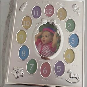 Silver Baby's First Year Photo Frame